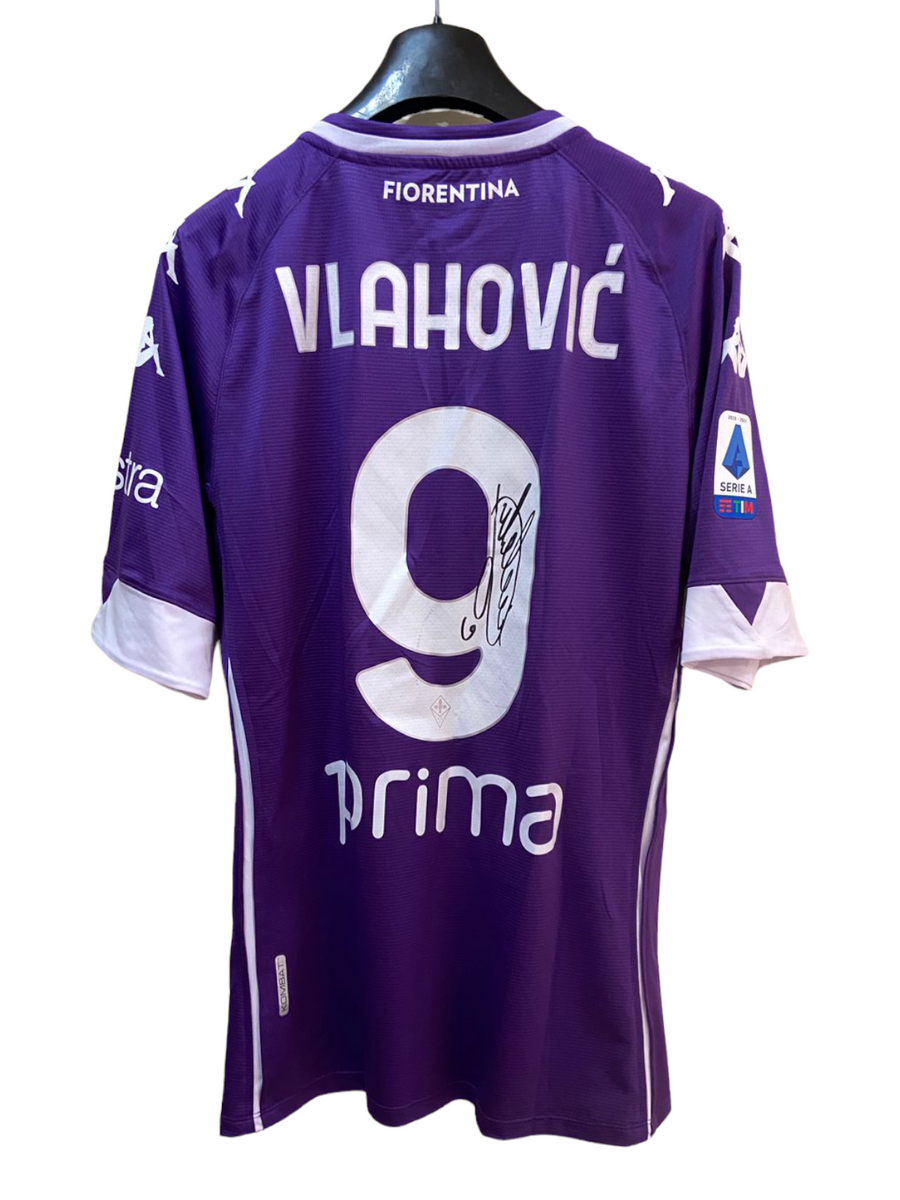 2022 Fiorentina Kappa Match Issue Purple Italy Signed Vlahovic (XL