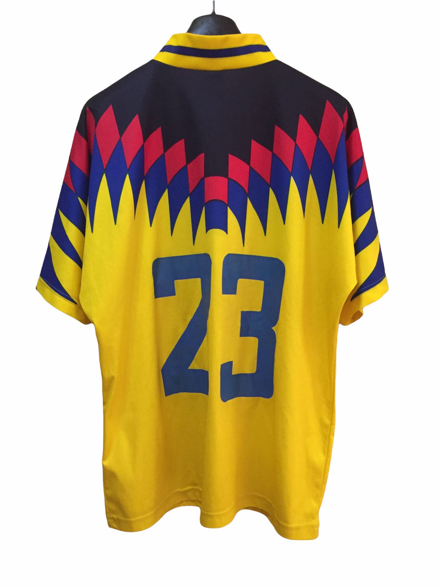 1995 Club America Home Yellow Retro Soccer Jersey