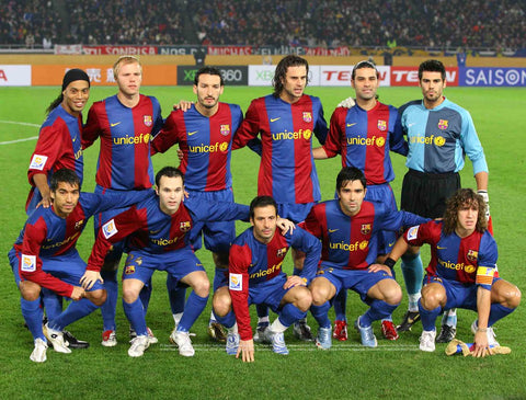 2006 Barcelona Home Messi Ronaldinho Authentic (L)