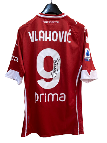 2020 Fiorentina Kappa Match Issue Red Italia Signed Vlahovic (XL)