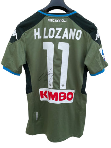 2019 2020 Napoli Match Issue Chucky Lozano Verde Firmado Signed (M)
